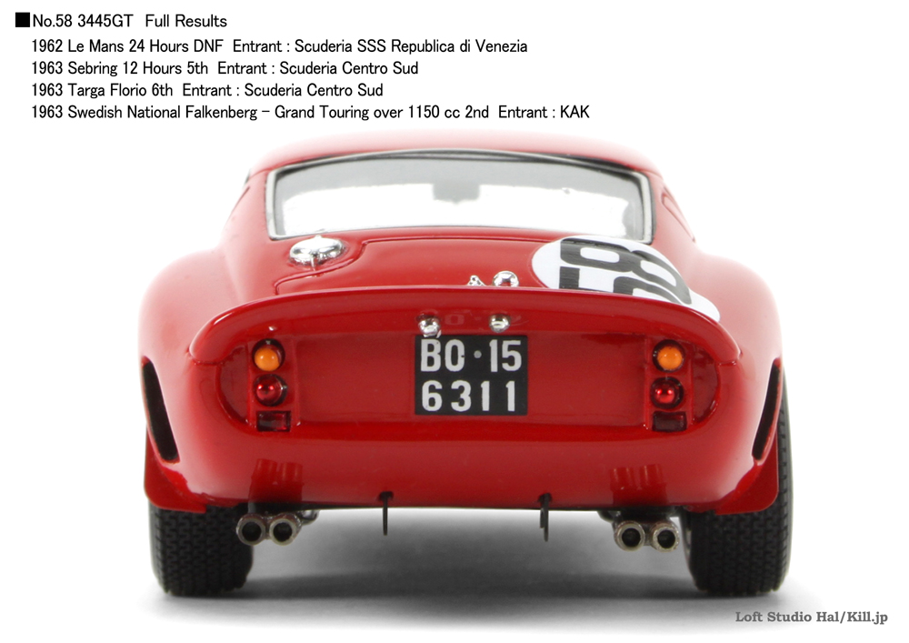 1962 Le Mans 24H No.58 3445GT Entrant : Scuderia SSS Republica di V 1/43 Red Line