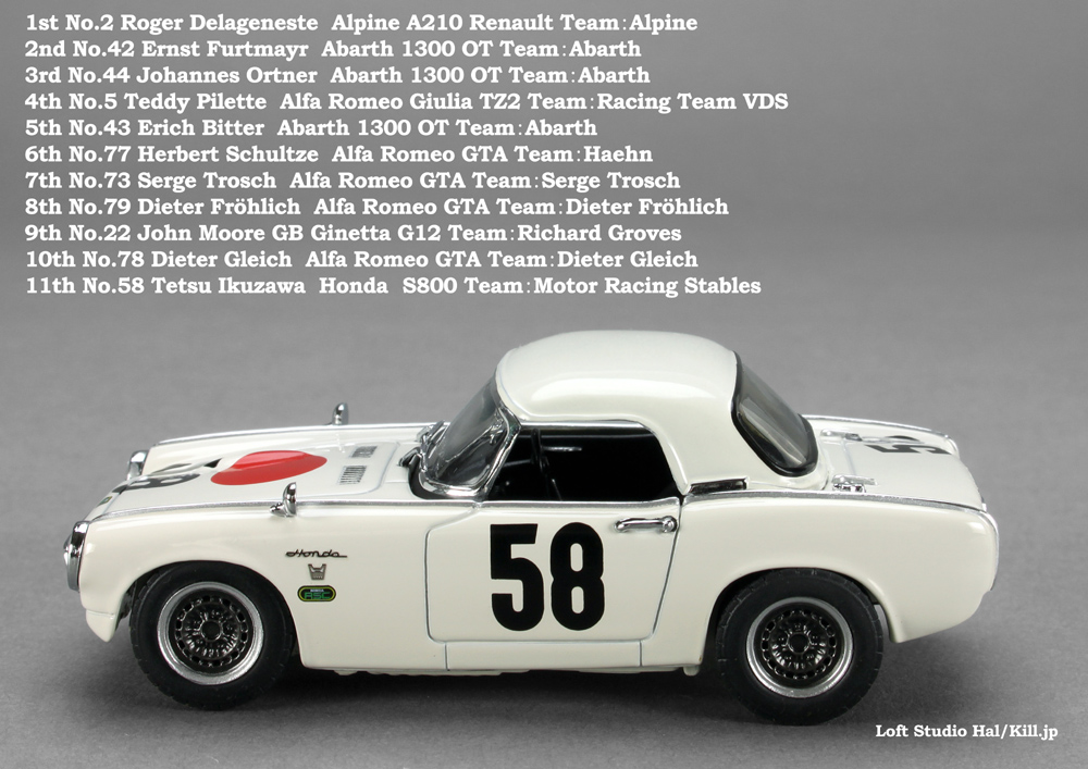 1/43 HONDA S800 Racing 1967 Nurburgring 500km Ebbro